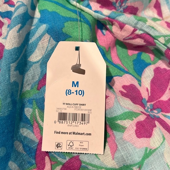 Time and Tru Women's Roll Cuff Button-Down Shirt - Picture 4 of 4